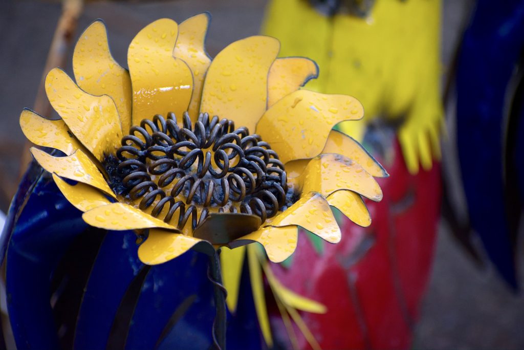 A metal sun flower.