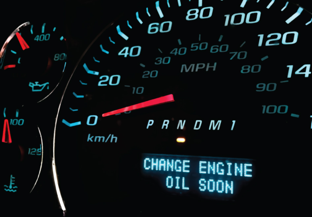 Change Oil Soon alert on car dashboard.