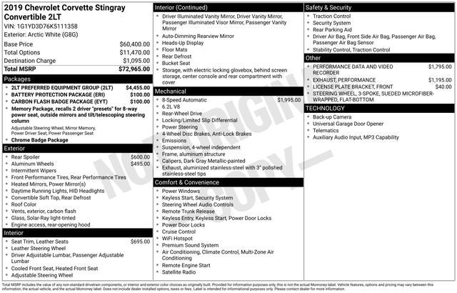 2019 Chevrolet Corvette Stingray 2LT