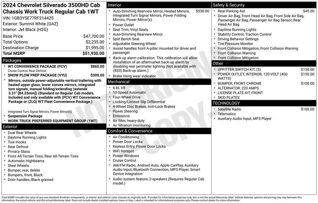 2024 Chevrolet Silverado 3500 HD Chassis Cab Work Truck