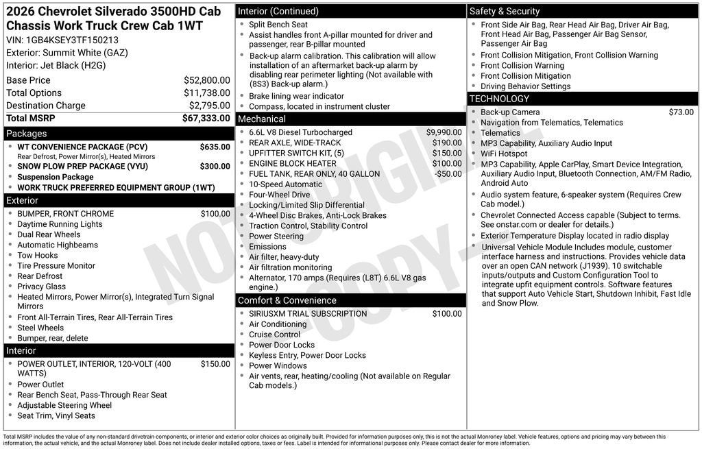 2026 Chevrolet Silverado 3500 HD Chassis Cab Work Truck