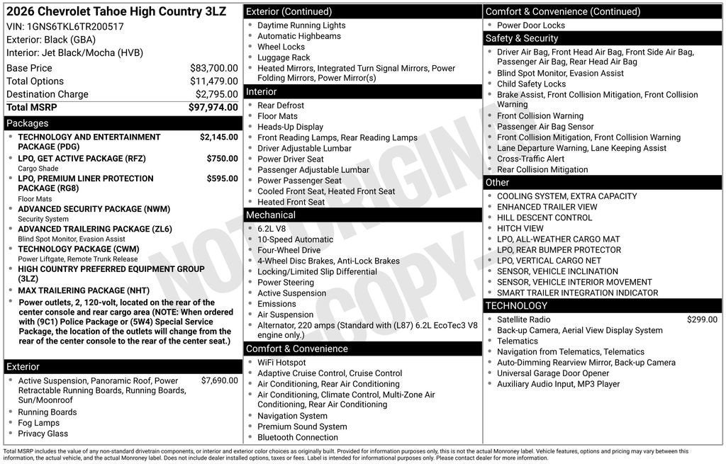 2026 Chevrolet Tahoe High Country