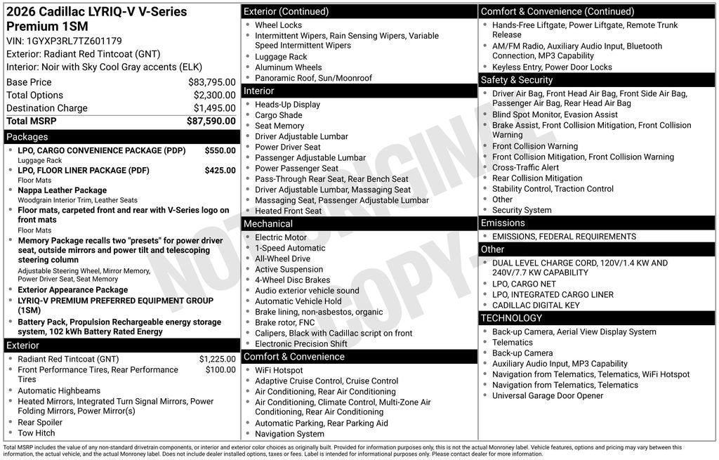 2026 Cadillac LYRIQ V-Series Premium