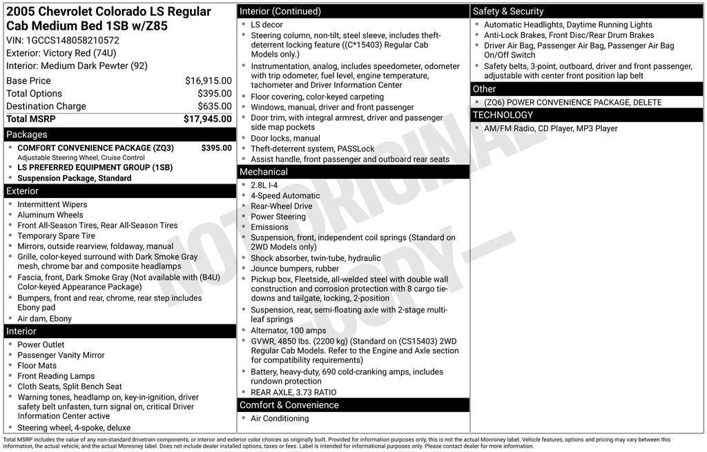 2005 Chevrolet Colorado LS Z85