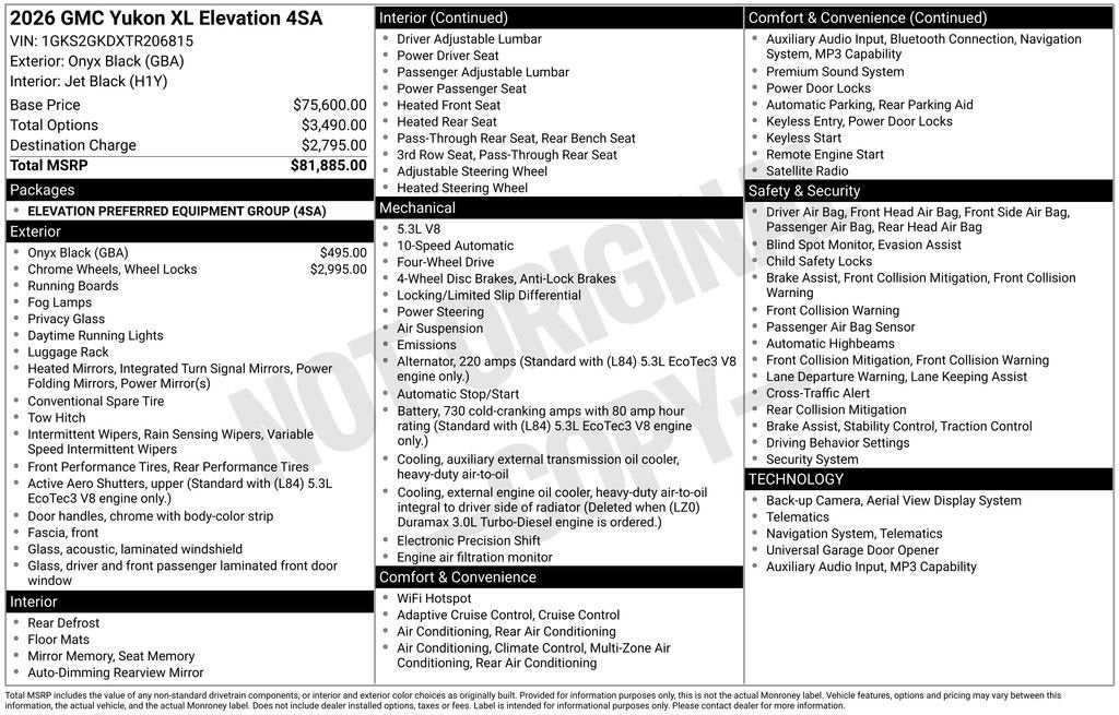2026 GMC Yukon XL Elevation
