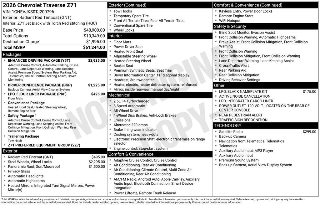 2026 Chevrolet Traverse Z71