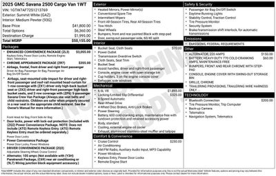 2025 GMC Savana Cargo 2500 Work Van