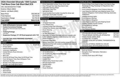 2026 Chevrolet Silverado 1500 Custom Trail Boss