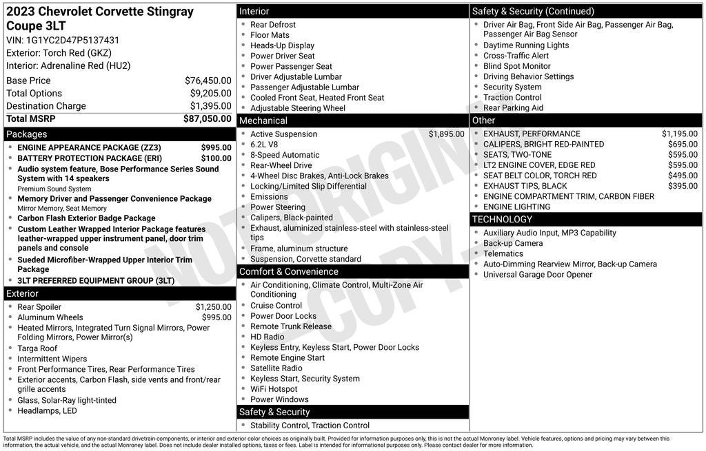 2023 Chevrolet Corvette Stingray 3LT