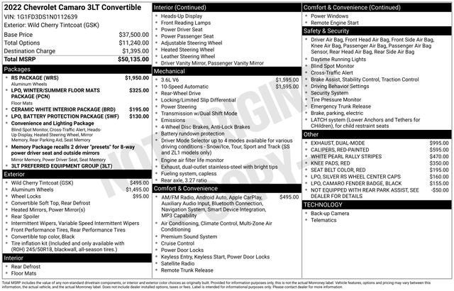 2022 Chevrolet Camaro 3LT