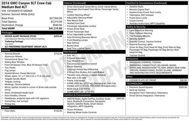 2016 GMC Canyon 4WD SLT