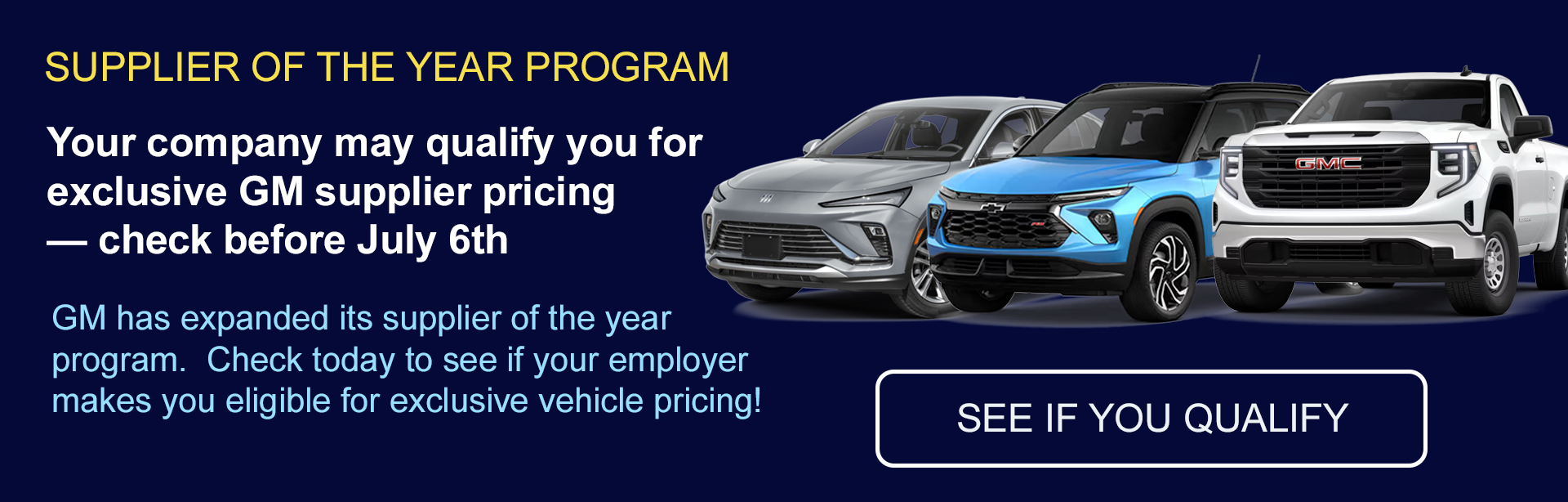 Vehicle lineup on blue background. Supplier of the Year